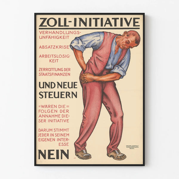 Vintage Zoll Initiative Poster Against New Taxes - Retro Wall Decoration