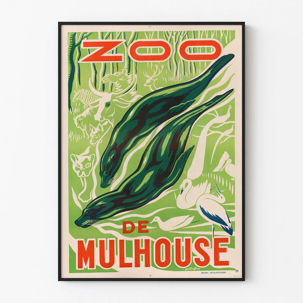Vintage poster of Mulhouse Zoo wall decoration