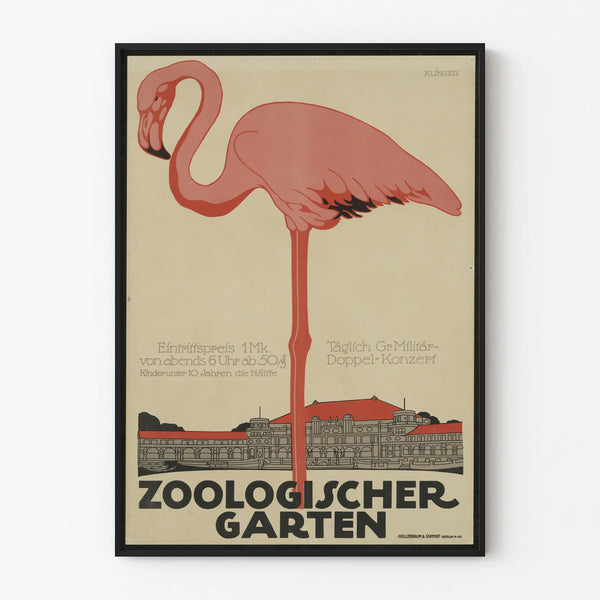 Vintage poster wall decoration Flamingo Zoo