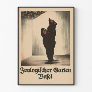Vintage poster of Basel Zoological Garden with a standing bear