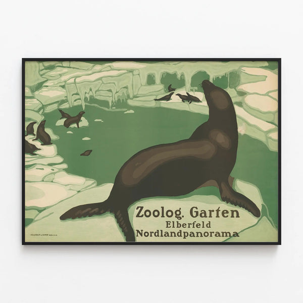 Vintage Poster Zoologischer Garten Elberfeld - Animal Wall Decoration — framed artwork on a wall