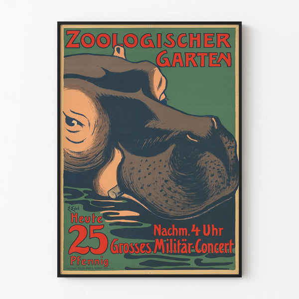 Vintage poster of zoo and military concert