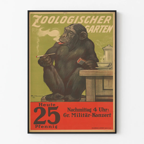 Vintage Poster of Zoologischer Garten with Smoking Monkey