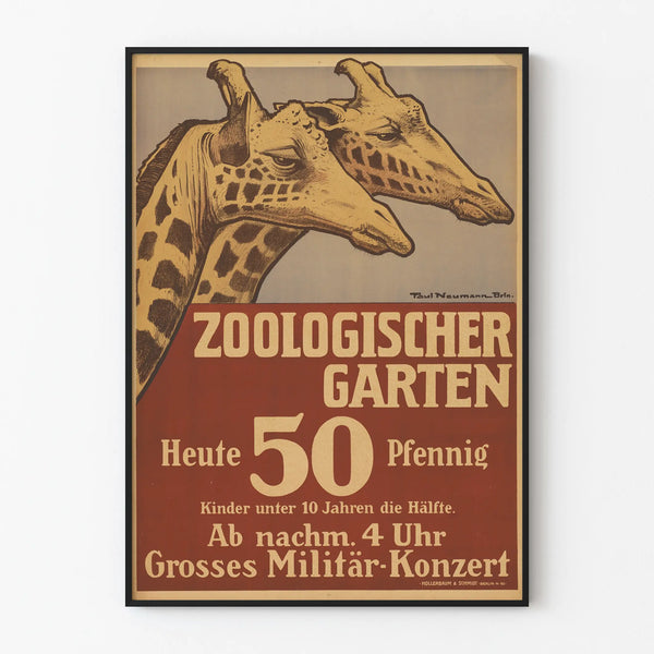 Vintage Decorative Zoo Poster with Giraffes