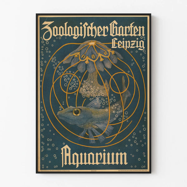 Vintage aquarium poster Zoo Leipzig wall decoration