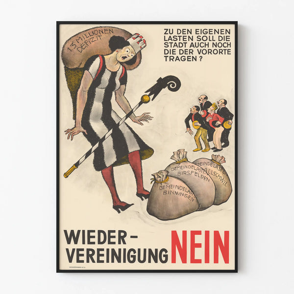 Vintage political poster against urban reunification - Unique wall decoration