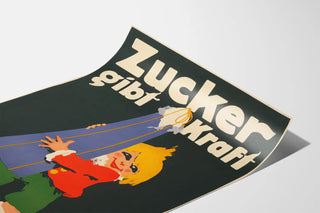 Vintage poster Zucker gibt Kraft with child and sugar bowl