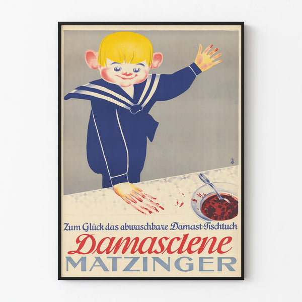 Vintage Damascene Matzinger Poster for Washable Damask Tablecloth