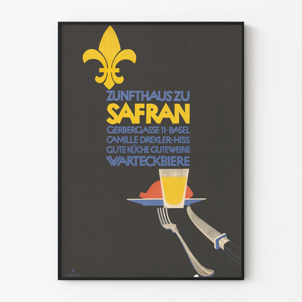 Vintage poster of Zunfthaus Zu Safran for wall decoration