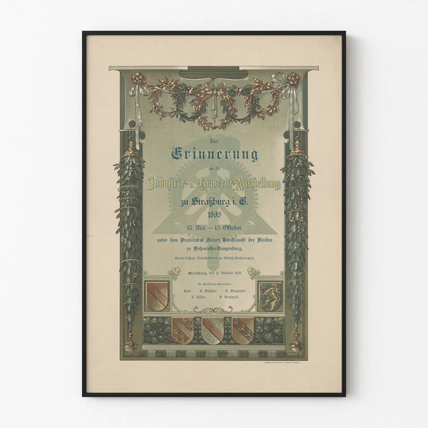 Vintage poster for the Industry and Commerce Exhibition Strasbourg 1895