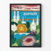 Artistic poster Zurich Switzerland for wall decoration