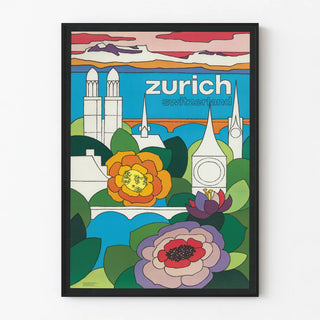 Artistic poster Zurich Switzerland for wall decoration