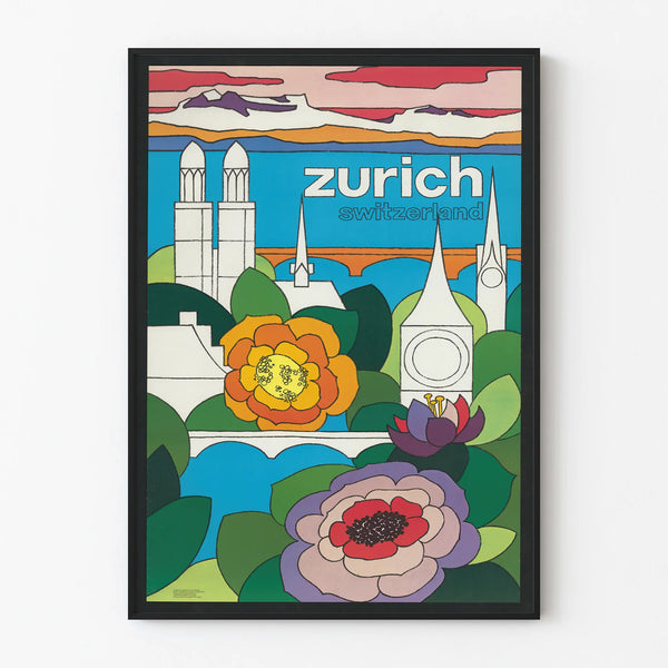 Artistic poster Zurich Switzerland for wall decoration