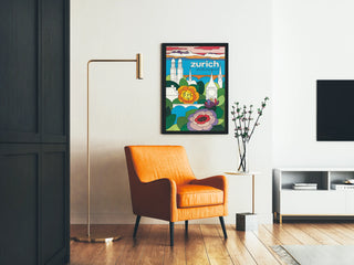 Artistic poster Zurich Switzerland for wall decoration