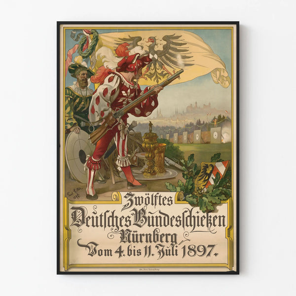 Vintage Poster of the Twelfth German Federal Shooting Competition Nürnberg 1897