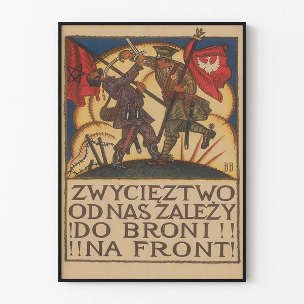 Vintage Polish military propaganda poster - Historic wall decoration