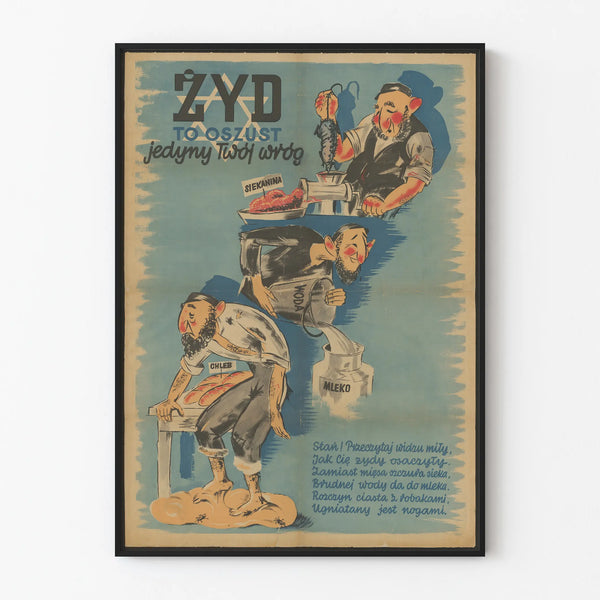 Vintage Polish Anti-Jewish Caricature Poster