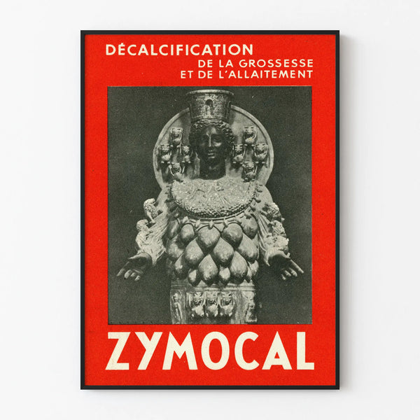 Vintage Zymocal Poster - Red and Black Wall Decoration
